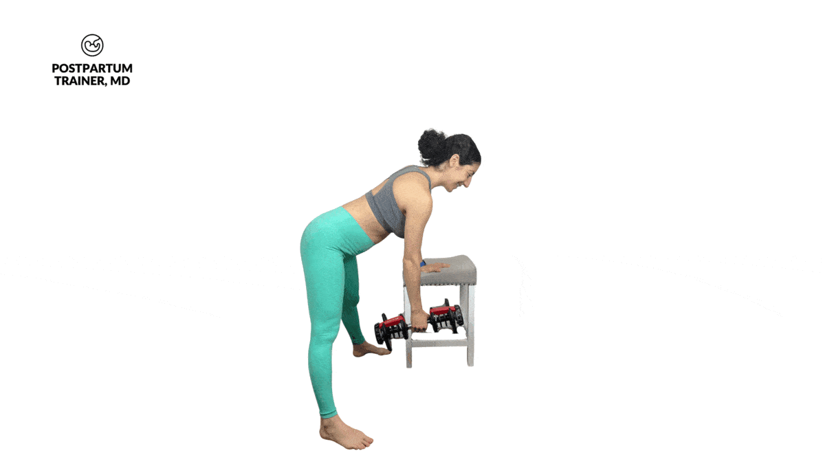 brittany doing a bent-over-row in pregnancy