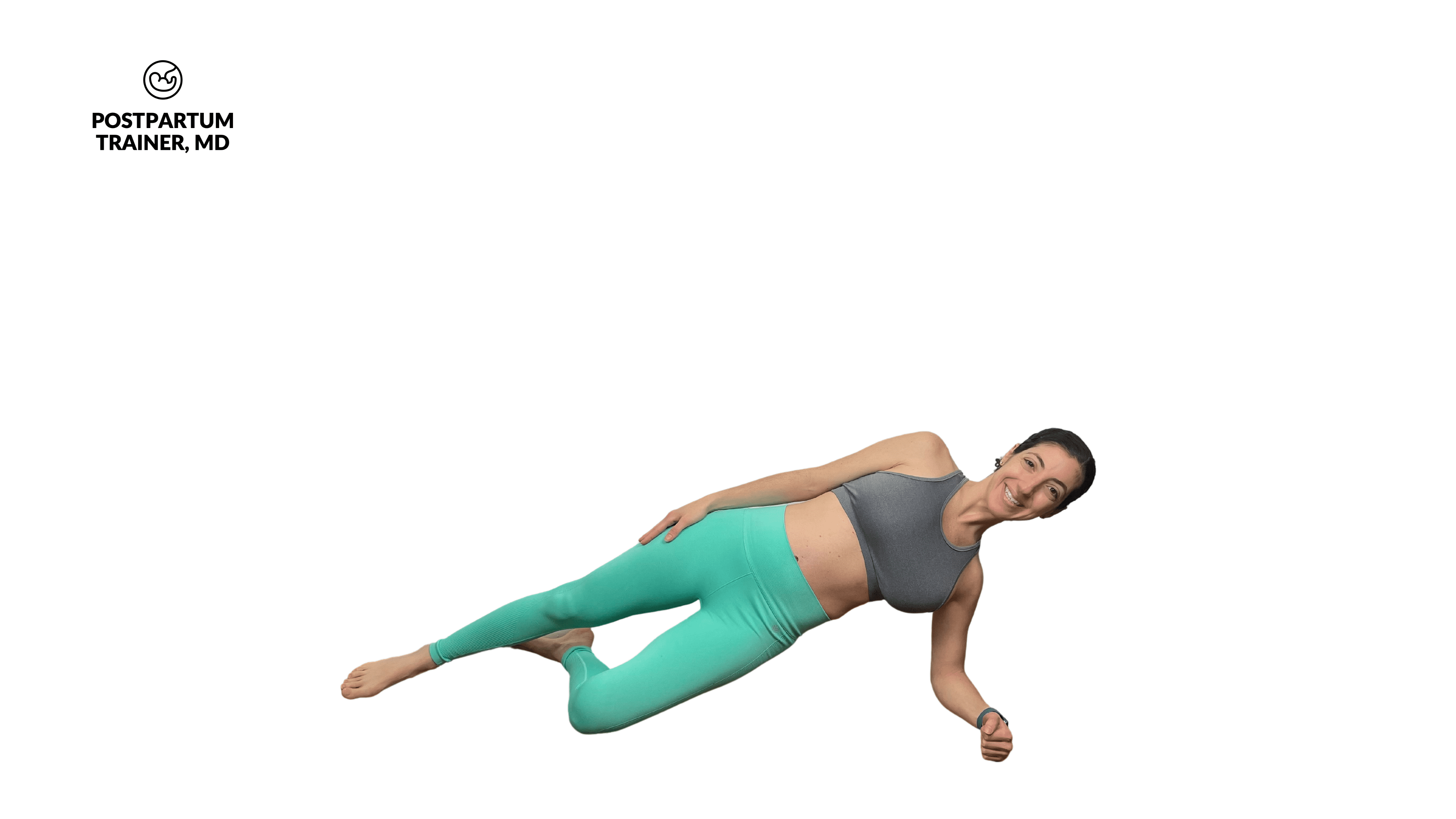 brittany doing a modified side plank in the 2nd-trimester of pregnancy