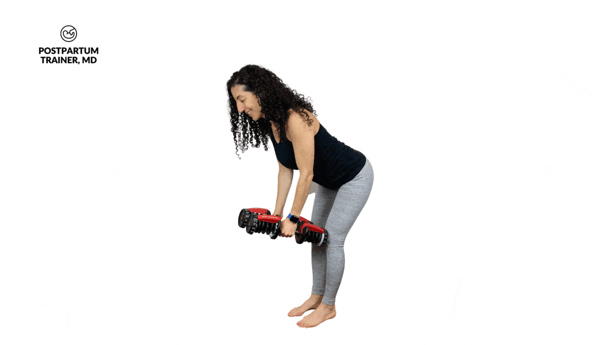 brittany doing bent over reverse-flys with dumbbells