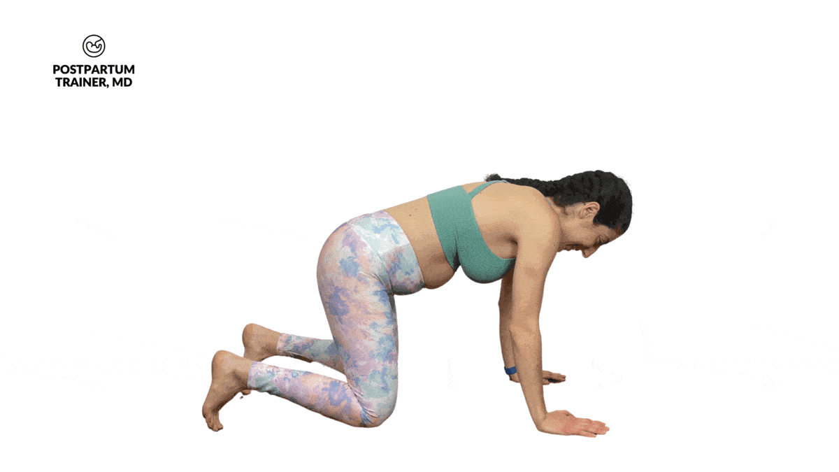 pregnant-woman-doing-a-hovering-plank-with-bent-knees
