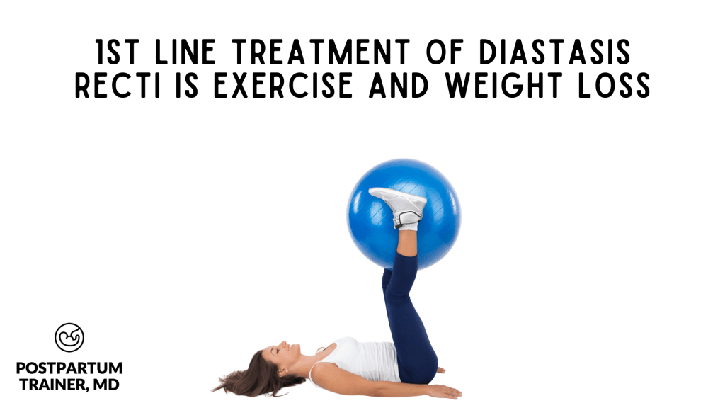 1st line treatment of diastasis recti is exercise and weight loss