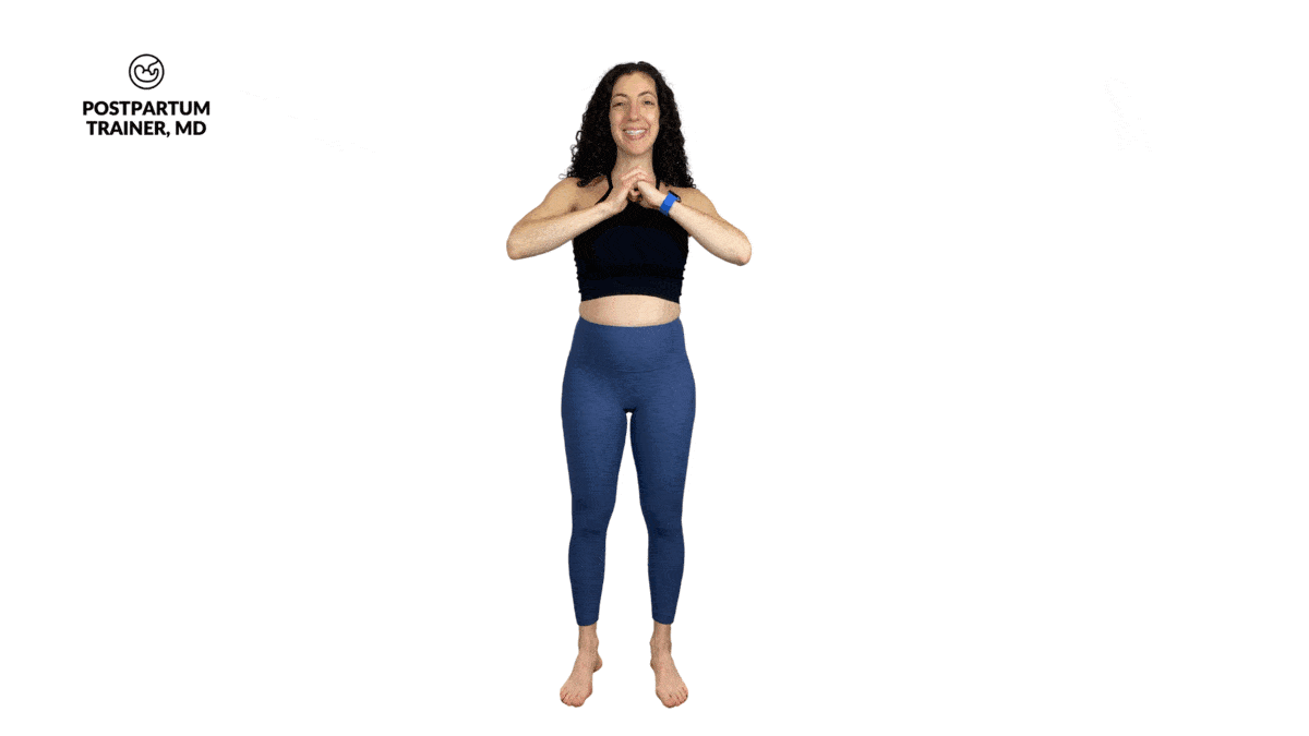 pregnant woman doing alternating curtsy lunges