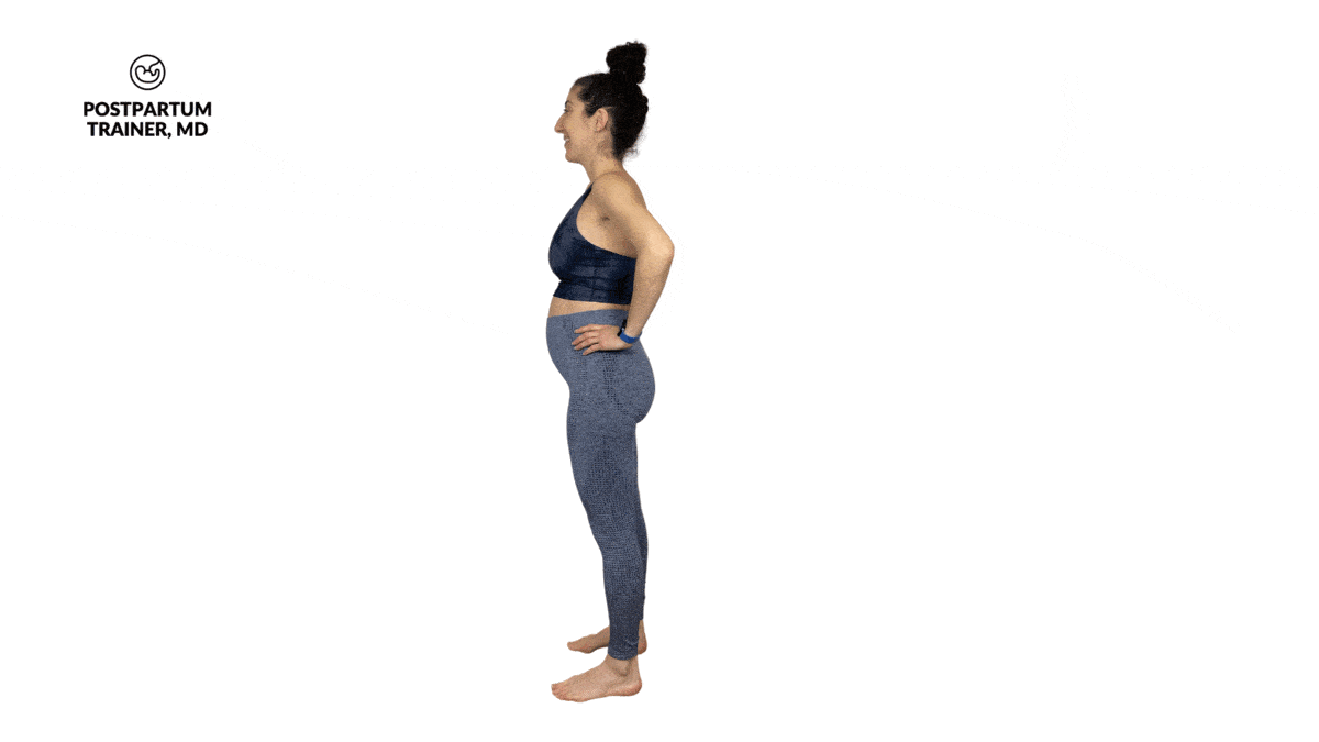 Pregnant woman performing reverse alternating lunges