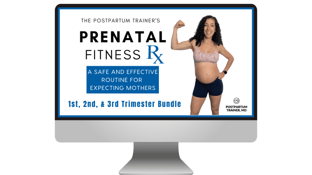 desktop computer showing the cover of the prenatal fitness rx workout program